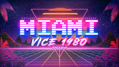 アート・デザイン・音楽 vice the photo issue2013 Create miami vice 80s retro synthwave neon logo designs by